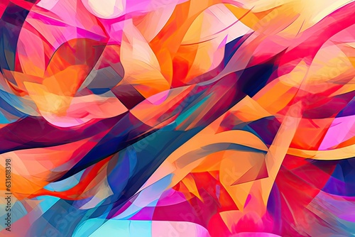 Vibrant Abstract Digital Artwork: Bold Shapes and Dynamic Lines in a Colorful Palette, generative AI