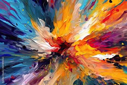Dynamic Composition and Vibrant Brushstrokes: Exploring Bold Colors in Abstract Digital Artwork, generative AI