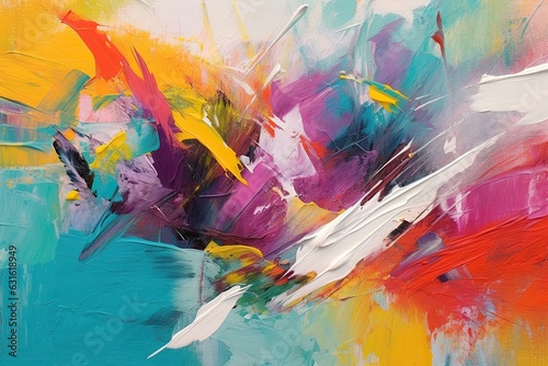 Captivating Interplay of Colors: An Abstract Painting with Bold Brushstrokes, generative AI