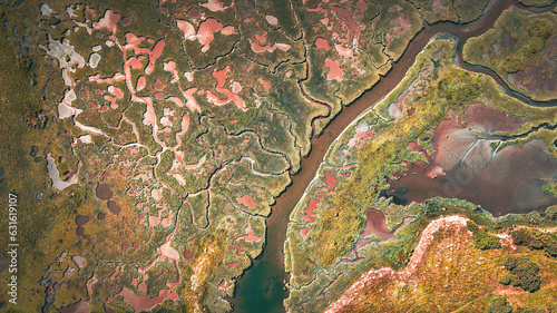 Canvastavla Aerial view of low tide with visible river bed by the beach Llanfairfechan, Nort