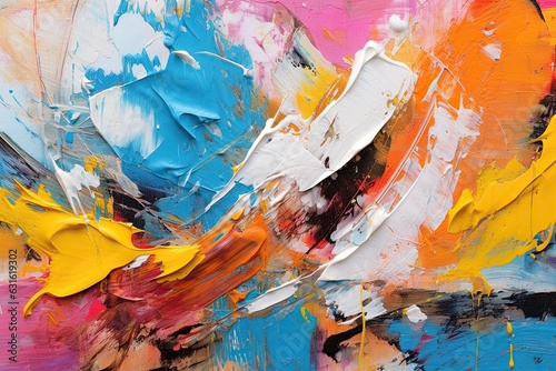 Bold Brushstrokes, Vivid Colors, and Expressive Textures in an Abstract Painting, generative AI