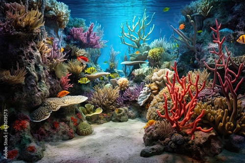 Vibrant Underwater Coral Garden: Exploring a Diverse Marine Life and Kaleidoscope of Colors, generative AI © Michael