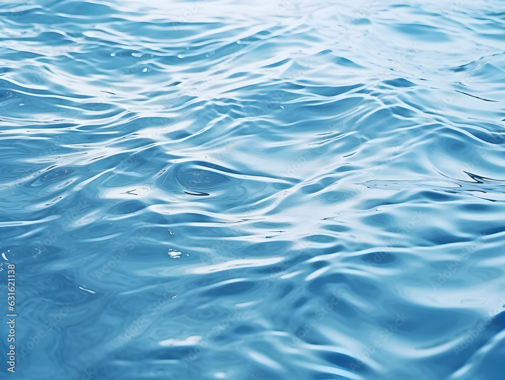 Clear water from a swimming pool - the white background of the pool floor and the sunlight make the water a greenish-blue, complemented by the reflections of the ripple of the water itself. 