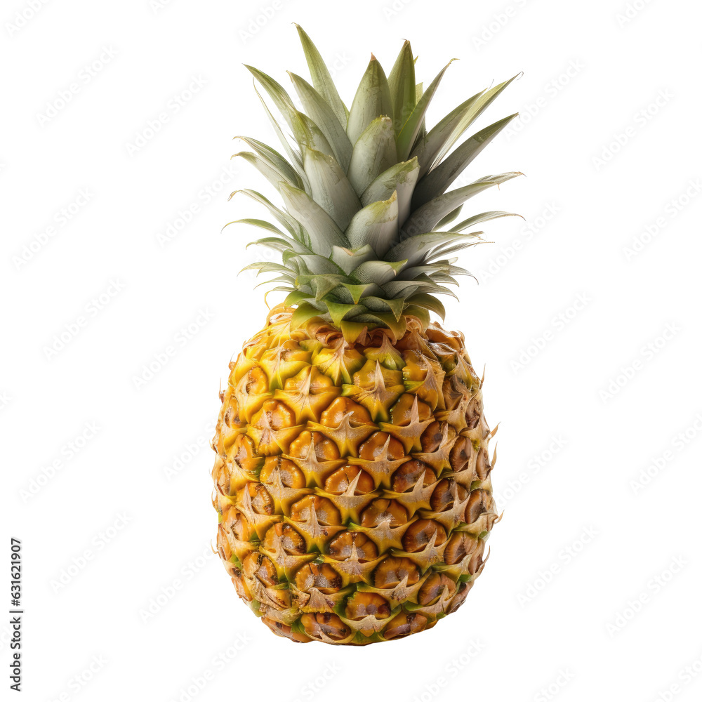 Pineapple isolated on a transparent background, generative ai Pineapple isolated on a transparent background, generative ai