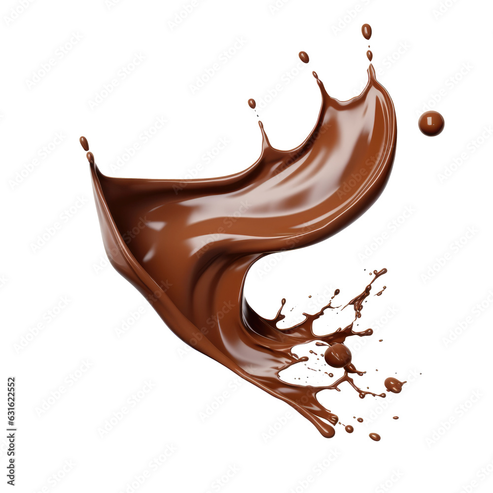 Chocolate splash isolated on transparent background. Generative ai Chocolate splash isolated on transparent background. Generative ai