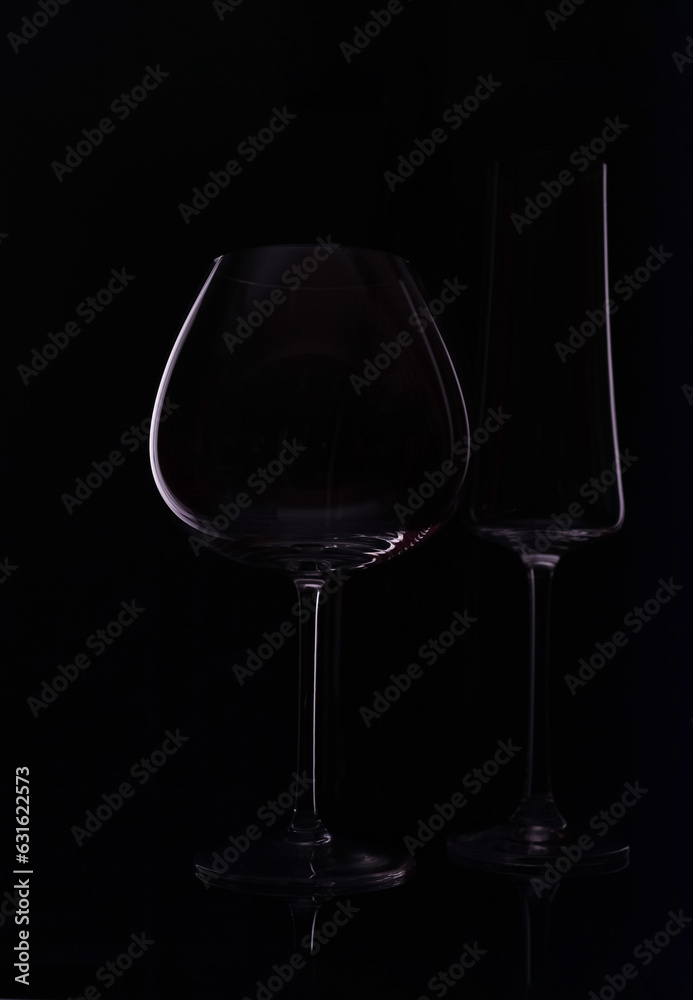 Empty wine glass isolated on black Empty wine glass isolated on black