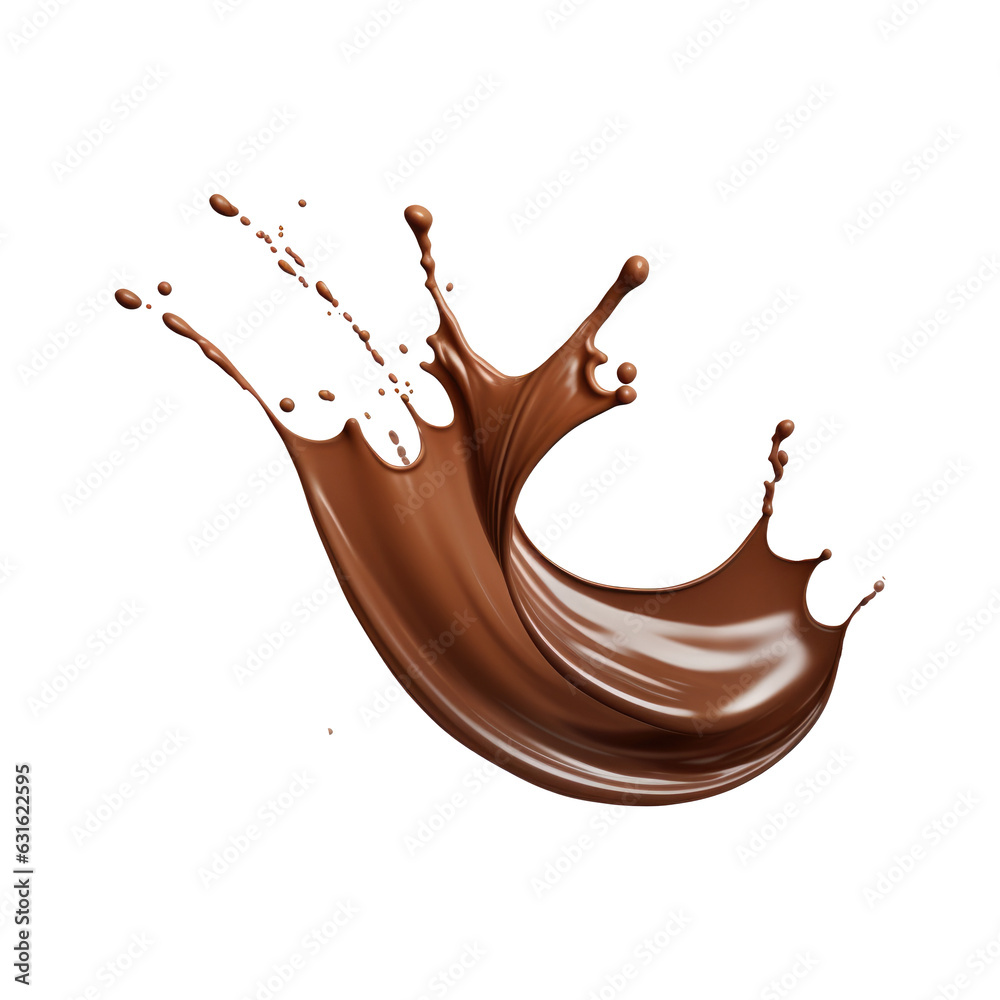 Chocolate splash isolated on transparent background. Generative ai Chocolate splash isolated on transparent background. Generative ai