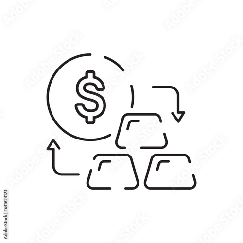 Gold bullion related vector line icon. Premium linear symbols pack. Vector illustration isolated on a white background. Web symbols for websites and mobile apps. Trendy design