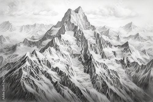 Conquering Heights: Majestic Snow-Capped Mountains Towering Above Serene Valleys, generative AI