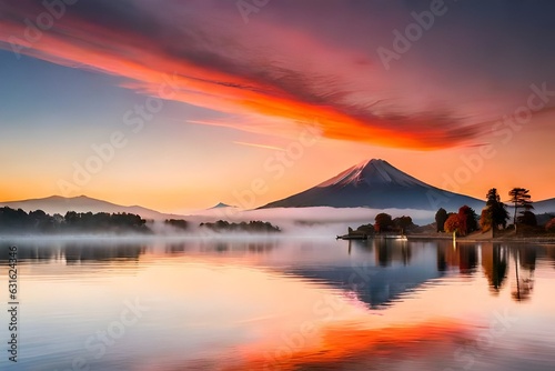 sunrise over lake generated AI © PhotoFusionist 
