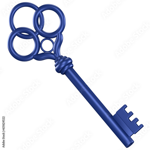3d icon of an special blue key photo