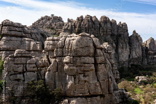Limestone rock formations in El Torcal de Antequera nature reserve, in Spain