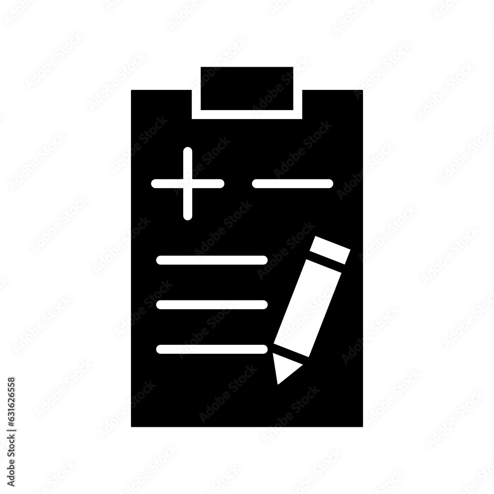 Fototapeta premium Clipboard form with pen icon medical signs set on white background