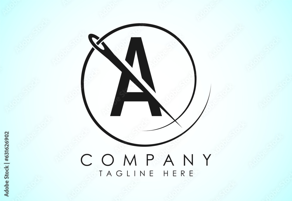 English alphabet A with sewing needle and thread Icon. Tailoring logo design concept. English alphabet A with sewing needle and thread Icon. Tailoring logo design concept.