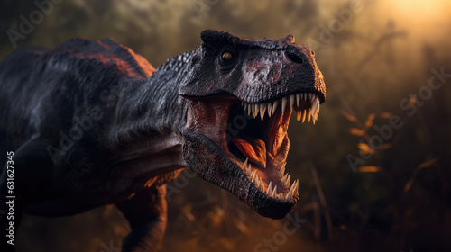 Tyrannosaurus  T-Rex  close-up. Dinosaur  Jurassic Period