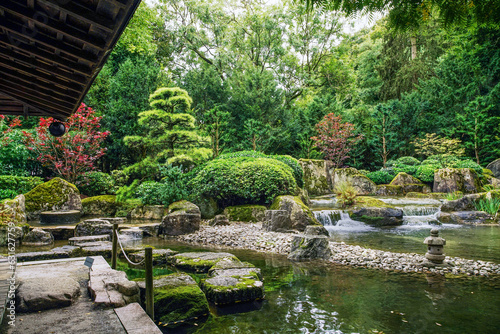 Принти на полотні Awe view on japanese garden in Hamburg with palmate maple and palmate maple diss