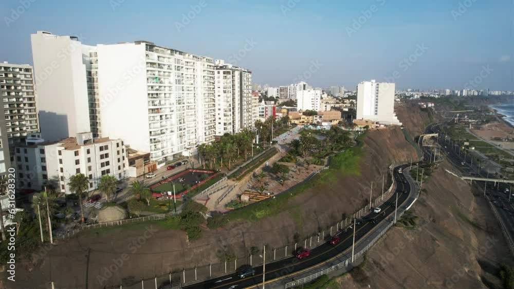 Costa verde magdalena buildings lima peru drone