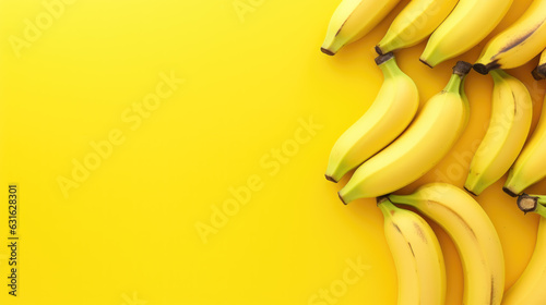 Delicious and Juicy Bananas on a Bright Yellow Background or Dessert and For health Projects AI Generative photo
