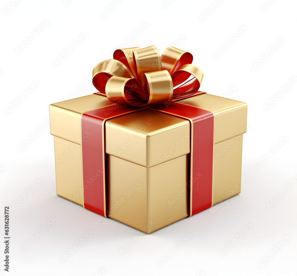 Gold gift box on white background Gold gift box on white background