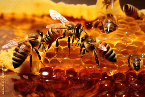 Close up of bees in a beehive on honeycomb © STORYTELLER