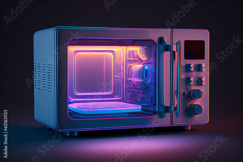 Microwave oven on black background photo