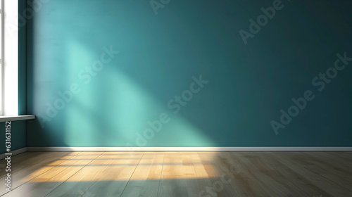 Blue Room background for product presentation with shadow and light from Windows