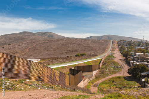 Mexican border line from Tijuana in Mexico