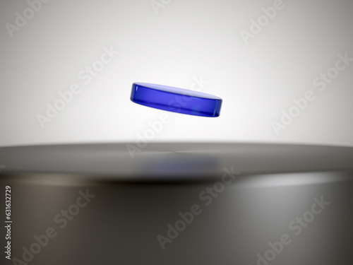 KL99 Concept illustration, apatite colorful crystal, superconductor, floating over a magnet  investigation illustration photo