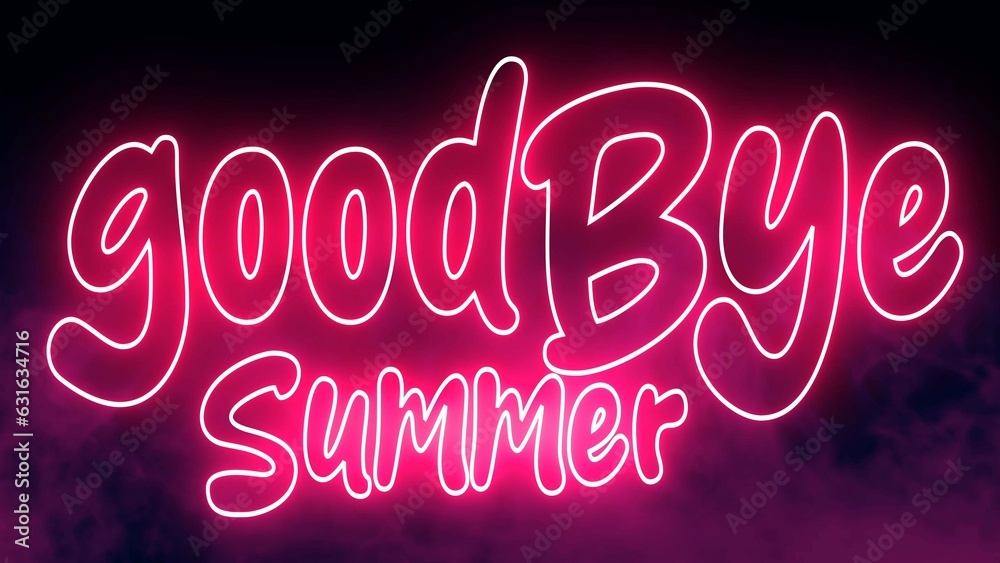 Goodbye Summer electric red lighting text with on black background. Goodbye Summer text word. Goodbye Summer electric red lighting text with on black background. Goodbye Summer text word.