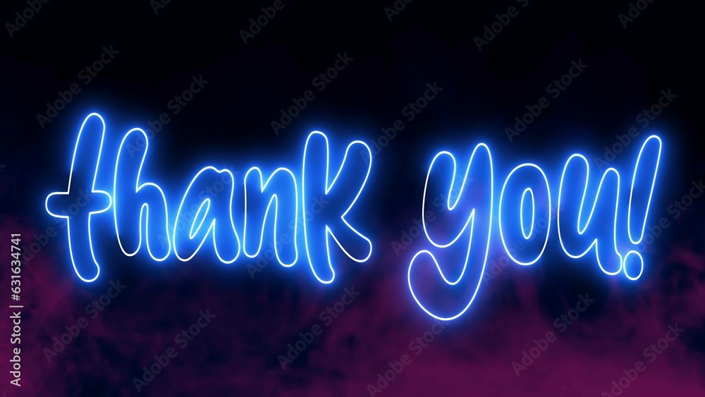Thank You text font with neon light. Luminous and shimmering haze inside the letters of the text Thank You. Thank You neon sign. Thank You text font with neon light. Luminous and shimmering haze inside the letters of the text Thank You. Thank You neon sign.