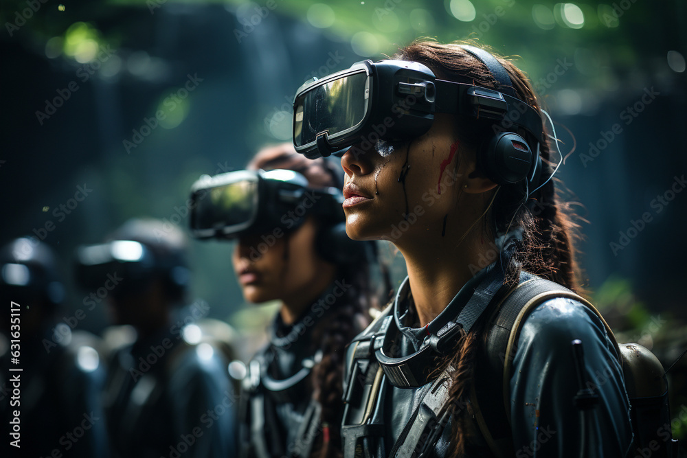 girl with vr glasses in metaverse girl with vr glasses in metaverse