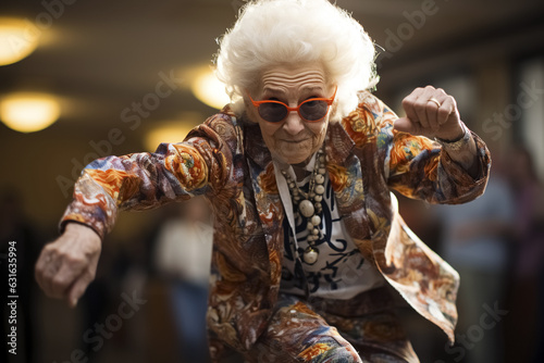 Granny dances Breakdance with enthusiasm