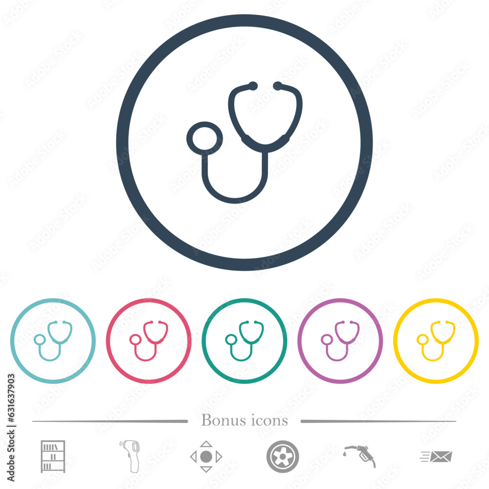 Stethoscope flat color icons in round outlines