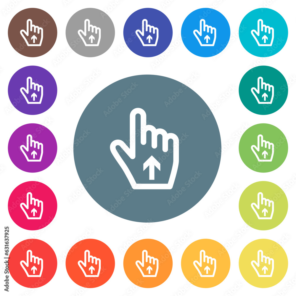 Hand cursor up outline flat white icons on round color backgrounds Hand cursor up outline flat white icons on round color backgrounds