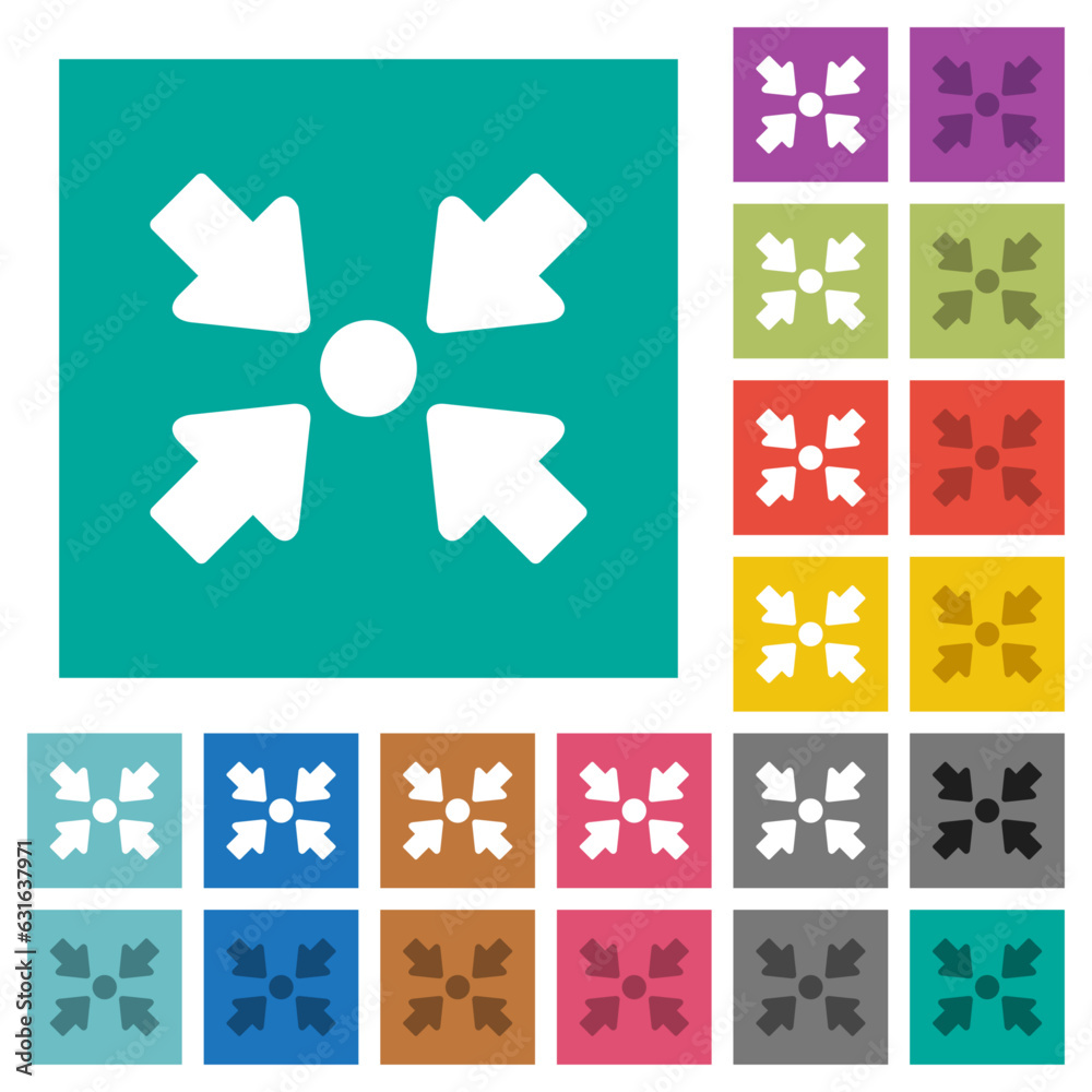 Centering object solid square flat multi colored icons