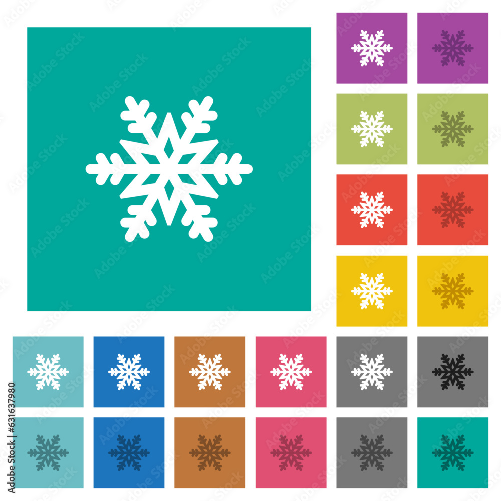 Snowflake square flat multi colored icons Snowflake square flat multi colored icons