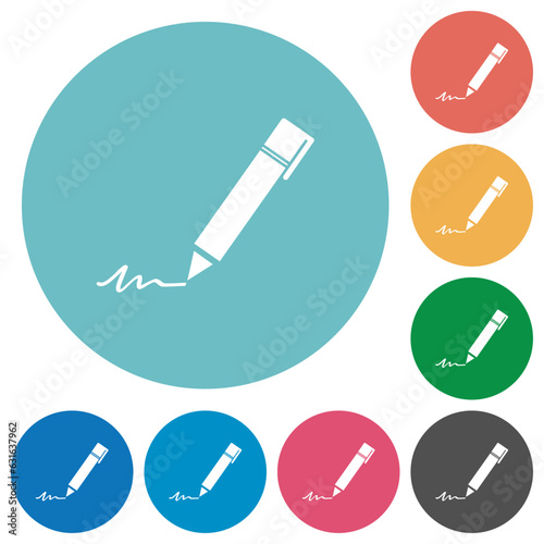 Writing pen flat round icons