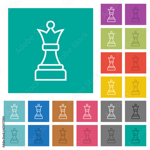 White chess queen square flat multi colored icons photo