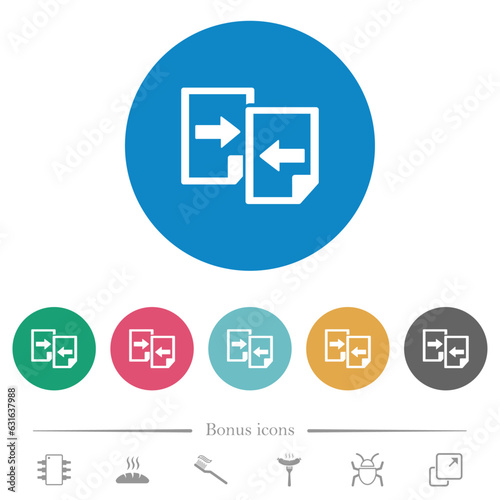 Share documents flat round icons