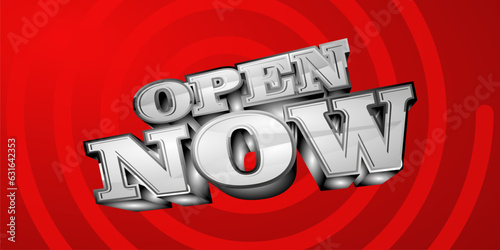 Open Now Text Effect With Abstract Background