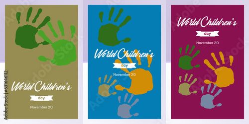 Set of Standing Banner of Happy Children's Day text WIth Creative Background