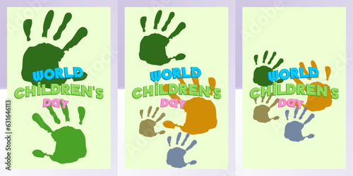 Set of Standing Banner of Happy Children s Day text WIth Creative Background