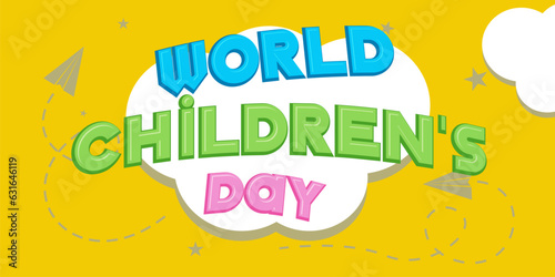 Happy Children's Day Text With Creative Background