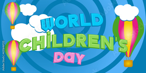 Happy Children's Day Text With Creative Background