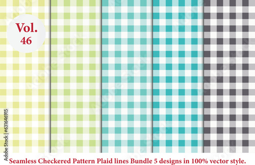 Plaid lines Pattern checkered Bundle 5 Designs Vol.46,vector Tartan seamless