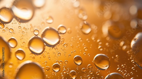 Macro shot capturing close up of beer bubbles. Generative AI