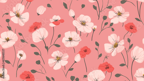 Hand drawn seamless floral pattern print, bouquets, flower compositions