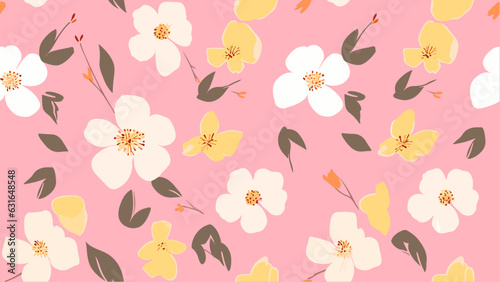 Wallpaper Mural Hand drawn seamless floral pattern print, bouquets, flower compositions Torontodigital.ca