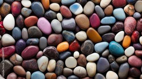 A detailed close-up of various rocks with different textures and colors