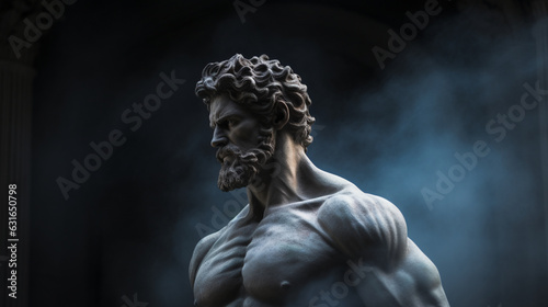 Fotografie, Obraz sculpture Stoic marble man in an ancient Roman temple